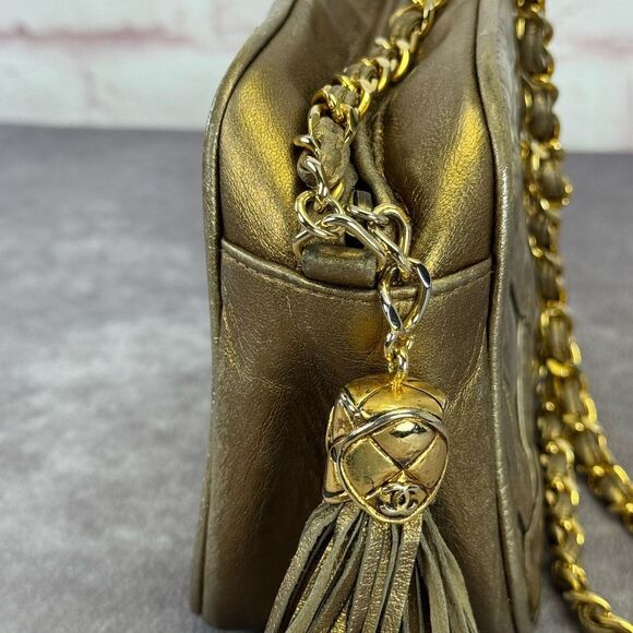 Chanel Metallic Lambskin PVC Tassel Camera Case Gold - Picture 5 of 16